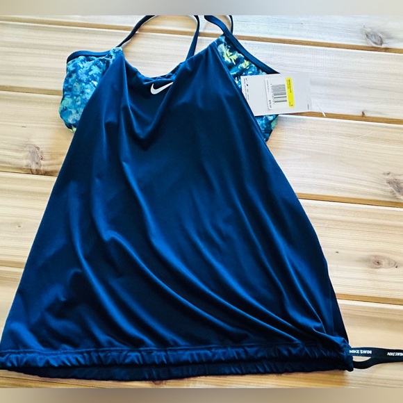 NEW Nike Women’s Earth Dye Layered Tankini Swim Top in Midnight Navy Size Small - Picture 14 of 16